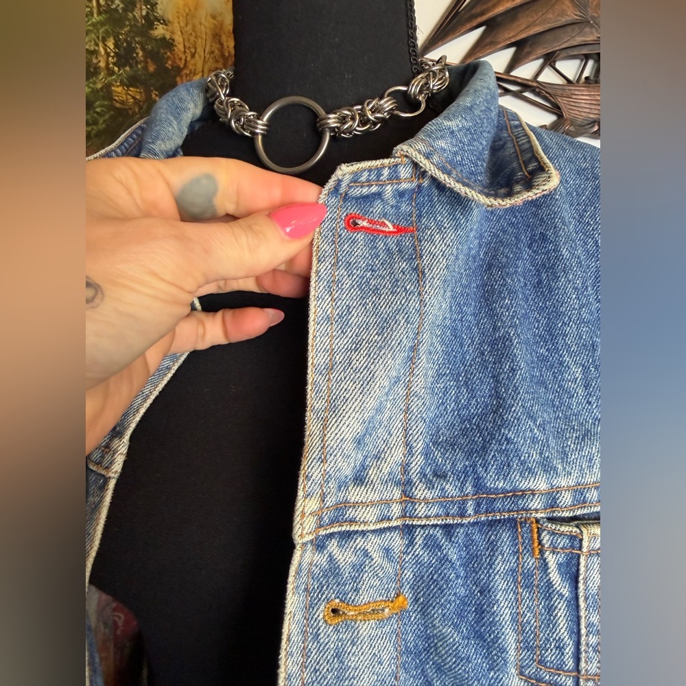 Vintage 1980s ACA-JOE Denim Trucker Jacket Fabric Lined Men's S-M Hong-Kong - Picture 7 of 16